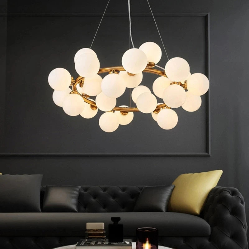 suspension lumineuse 25 têtes design romantique en verre - vue 6 sur 8