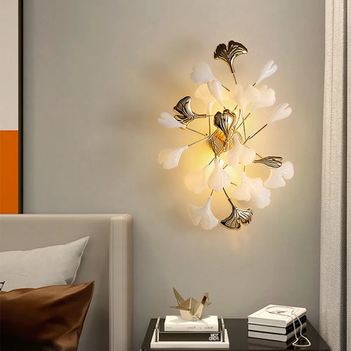 LED-Wandleuchte aus Keramik mit romantischen Blumen für Hotels - vue 3 sur 8