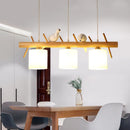 Lustre nordique en bois massif avec oiseaux