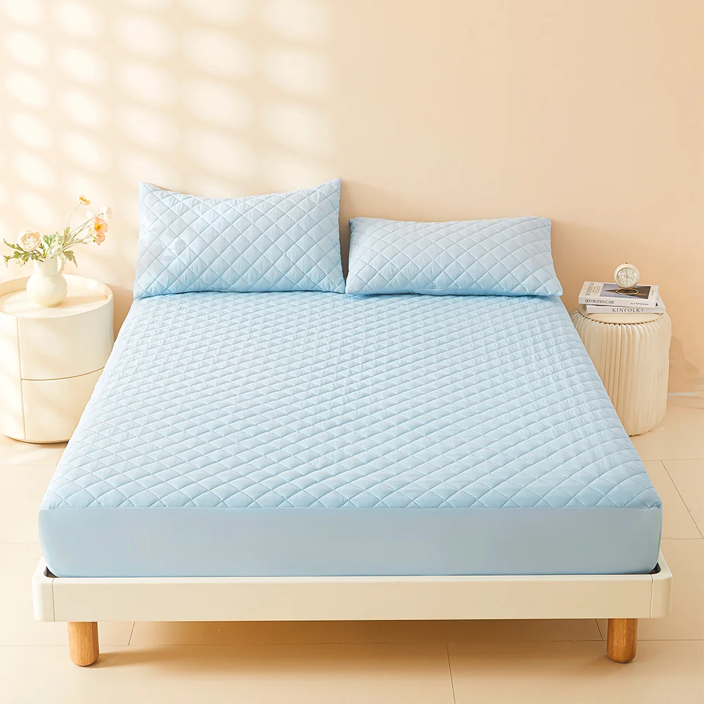 1pc 3D Air Fabric Thick Mattress Cover, 100% Waterproof Mattress Protector, Soft and Breathable Fitted Bed Sheet (No Pillowcase) - vue 8 sur 9