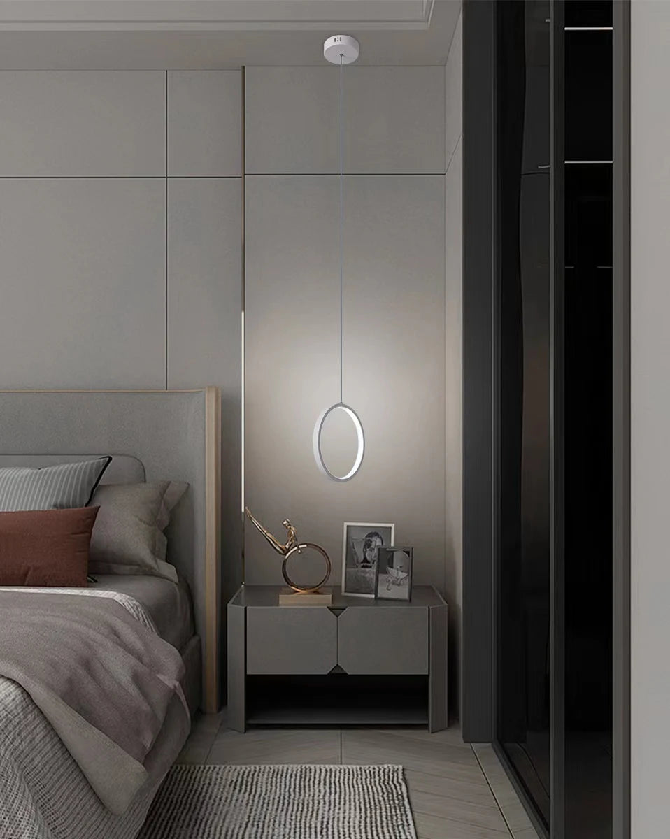 Anneau Lampes Suspendues Chambre Salon Suspension Éclairage Intérieur Lampe De Chevet Restaurant Bar Blanc Noir LED Lampes Industrielles - vue 4 sur 12