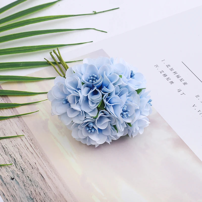 bouquet de mini fleurs d'hortensia artificielles pour décoration et bricolage - vue 13 sur 15