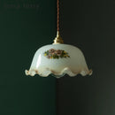 suspension led vintage en verre avec fleurs pour intérieur
