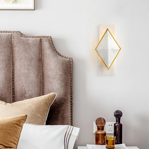 Moderne Wandleuchte aus Marmor im Rauten-Design mit LED, stilvoller Promi-Look - vue 4 sur 18