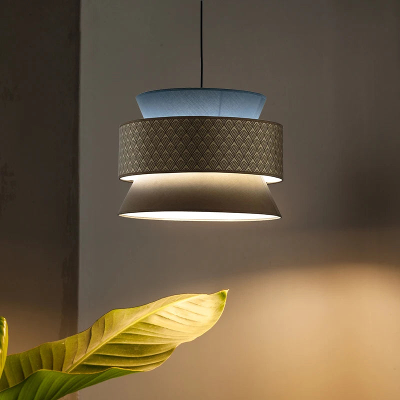 Lustre de style japonais moderne Simple personnalité créative salle à manger chambre étude tissu Art lampes suspendues - vue 3 sur 9