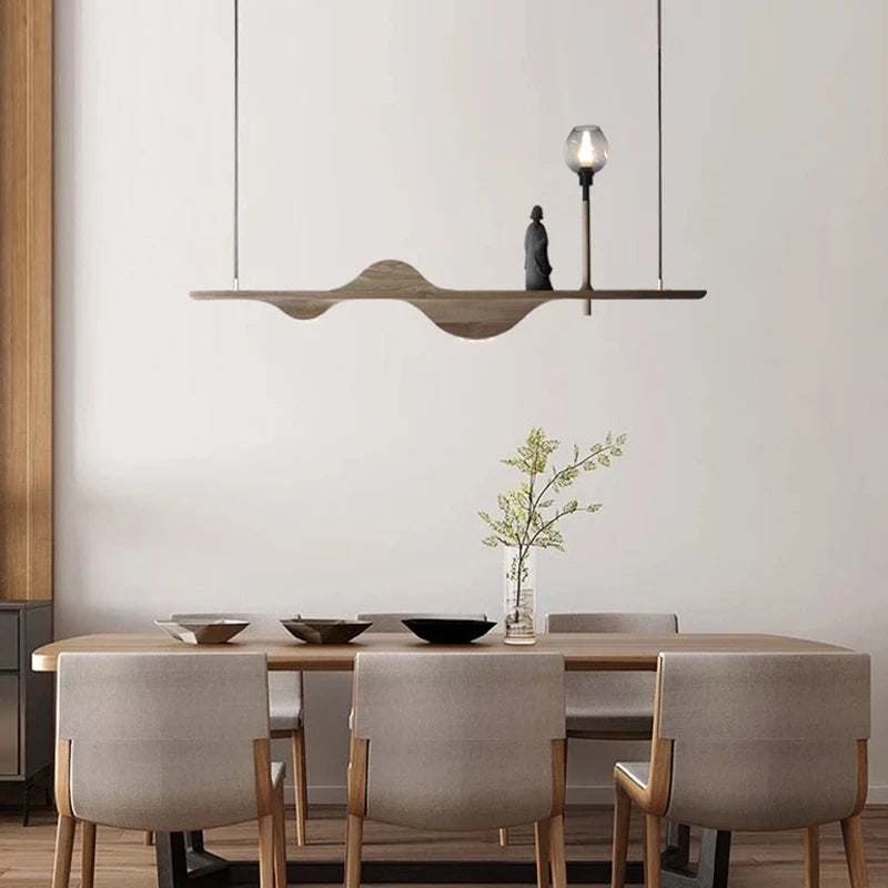 suspension en bois massif style moderne zen pour éclairage créatif - vue 7 sur 10