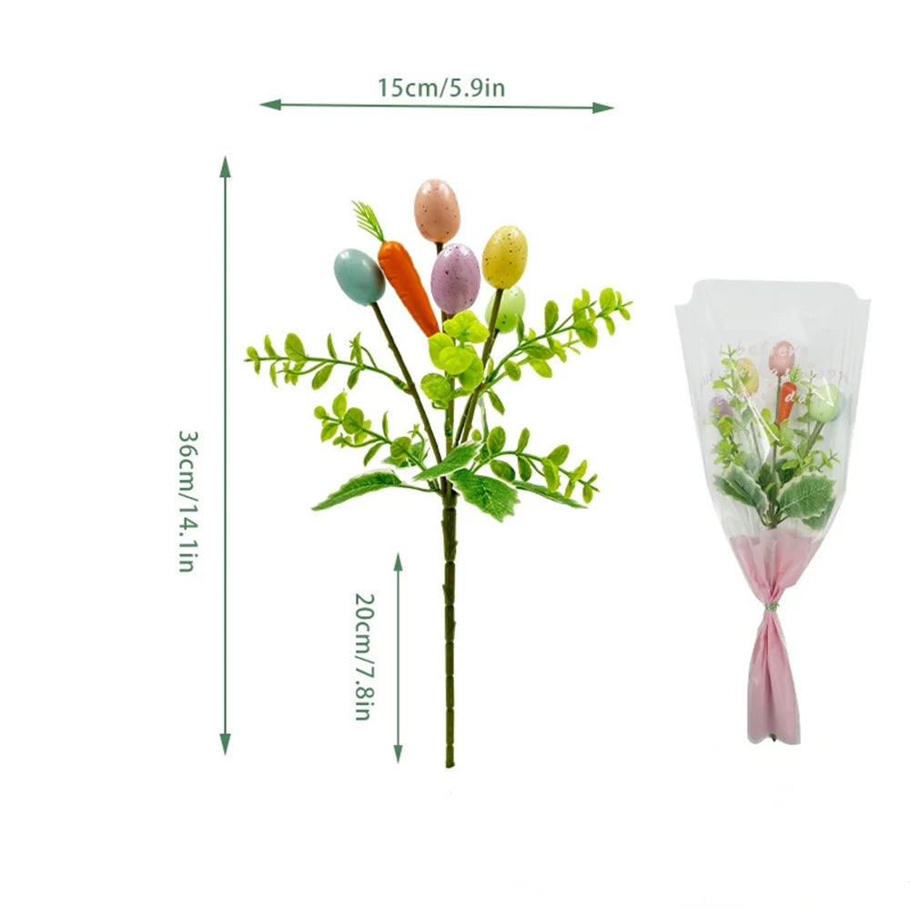 décoration florale artificielle de pâques avec lapins et œufs - vue 12 sur 16