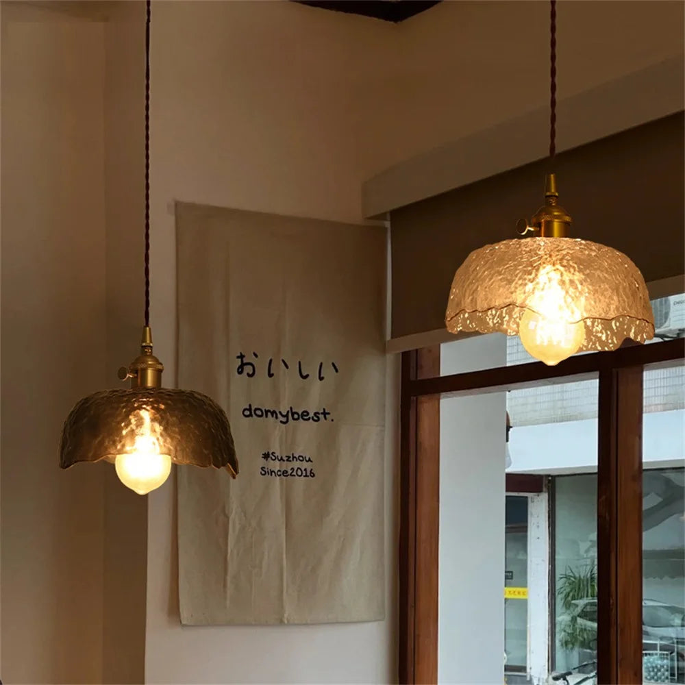 suspension LED design nordique en laiton et verre - vue 5 sur 10