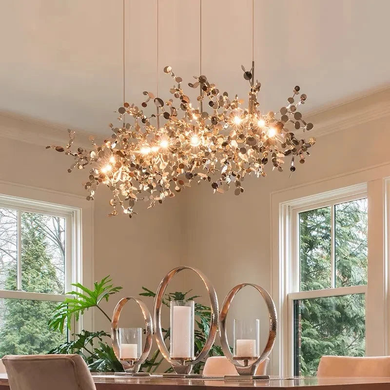 lustre moderne en acier inoxydable pour restaurant et boutique - vue 4 sur 24