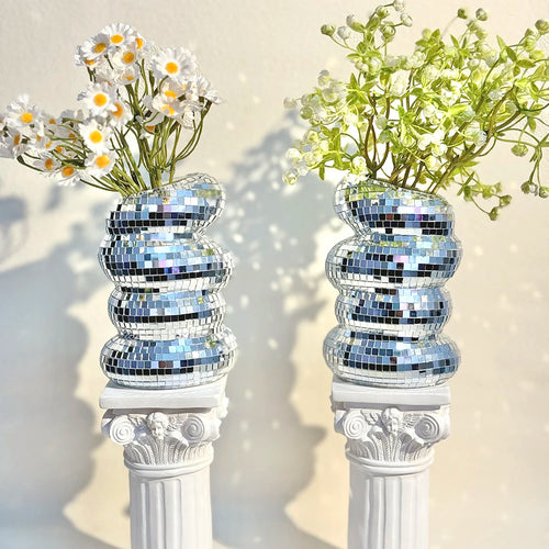 vase en spirale boule disco décoration moderne pour fleurs