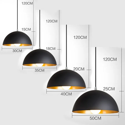 Retro-Pendelleuchte im Loft-Stil mit halbrundem Lampenschirm - vue 3 sur 4
