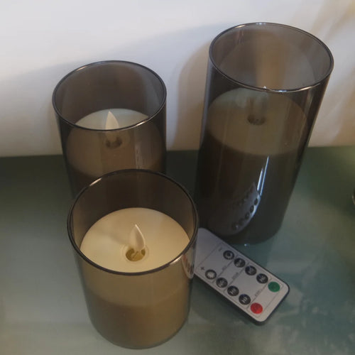 3pcs/set USB Rechargeable Led Pillar Candle,Flameless Remote control,Timer LED Candle Light table decorative,Christmas Candles - vue 6 sur 7