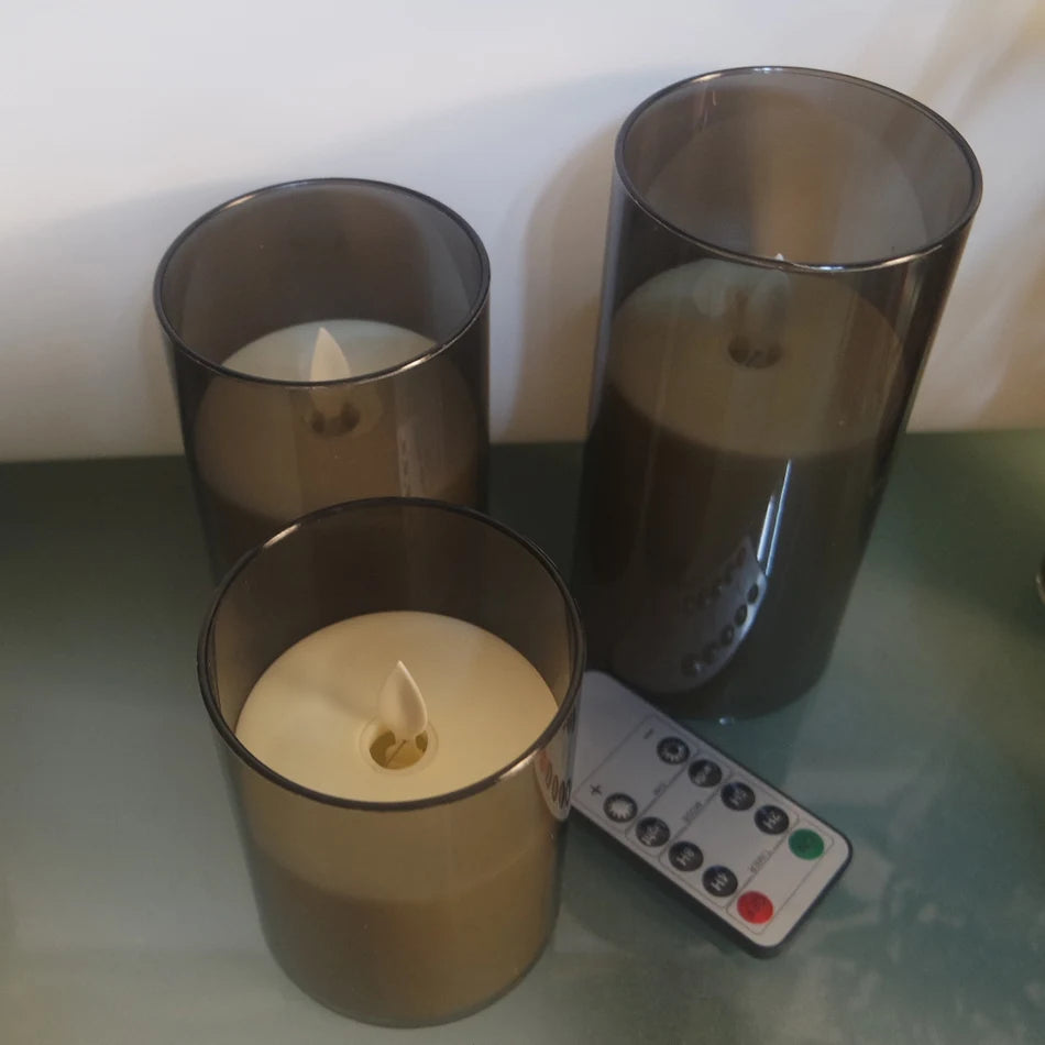 3pcs/set USB Rechargeable Led Pillar Candle,Flameless Remote control,Timer LED Candle Light table decorative,Christmas Candles - vue 5 sur 7