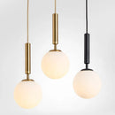 Suspension laiton noir boule lait LED