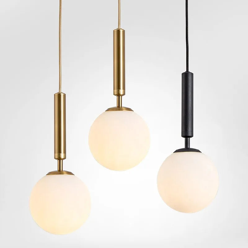 Suspension laiton noir boule lait LED - vue 4 sur 20