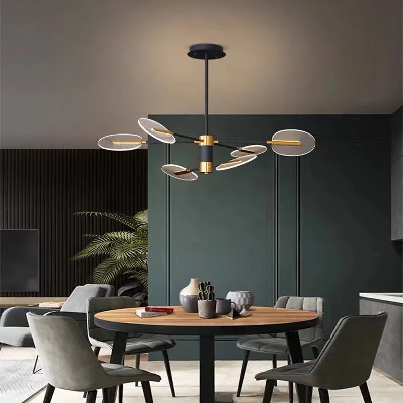 lustre nordique en fer avec led rotative créative - vue 3 sur 9