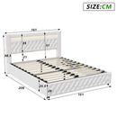 Upholstered Bed, Double Bed, PU Bedside Lamp, Hydraulic Functional Storage Bed, Headboard and Slatted Base, Padded Backrest