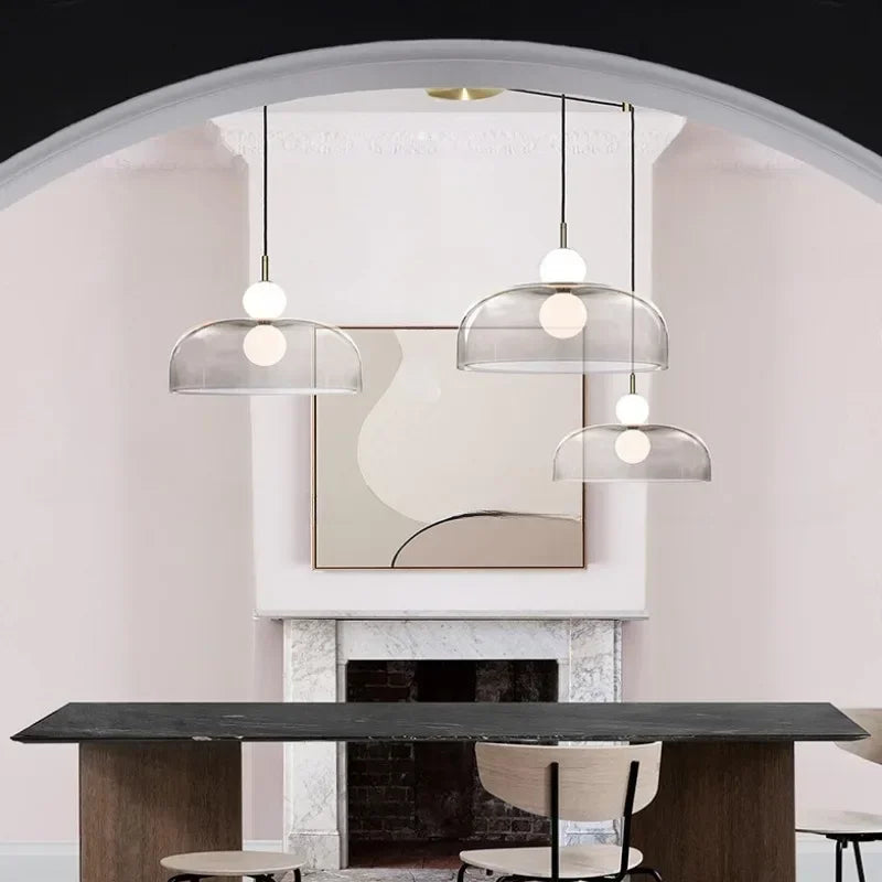 Nordic Glass Chandelier Double Balls Pendant Light Suspension Hanging Lamp for Kitchen Dining Room - vue 7 sur 8