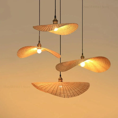 Moderne handgefertigte LED-Pendelleuchten aus Bambus