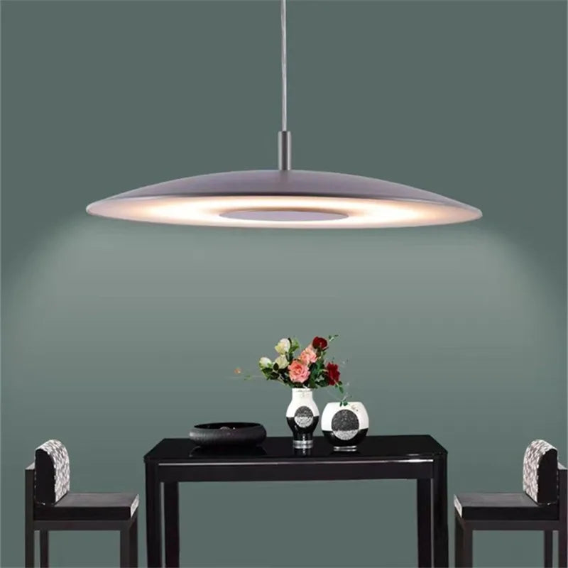 suspension scandi simple design ovni lumière décoration maison argent - vue 2 sur 6