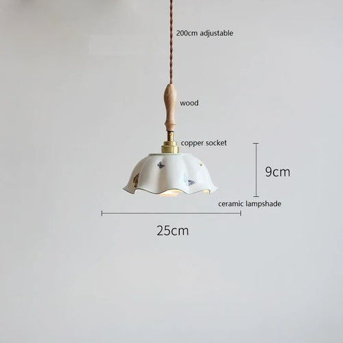 Design-Pendelleuchte LED Schmetterling Keramik und Holz