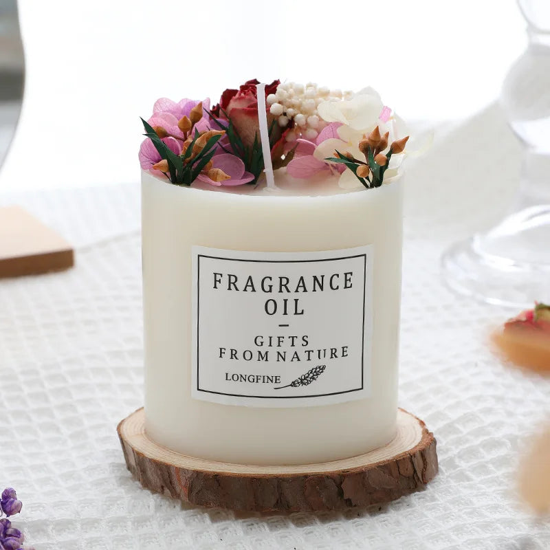 bougie parfumée fleurs séchées en cire de soja décorative et romantique - vue 12 sur 16