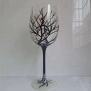 Verre a vin arbre quatre saisons peint main