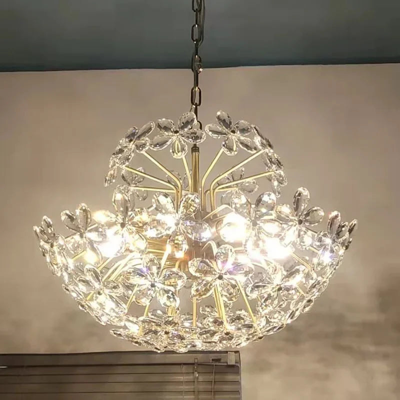 Kronleuchter Deckenleuchte Retro Blume Kristall LED Luxus Dekoration - vue 3 sur 9