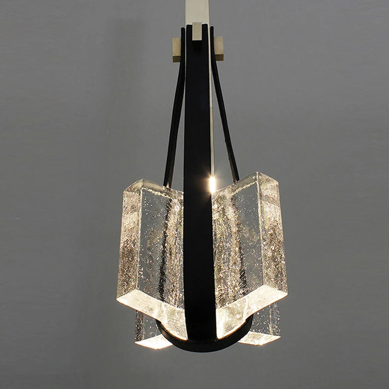 lampe suspendue en résine et cuir artificiel style 	 réglable en hauteur - vue 6 sur 12
