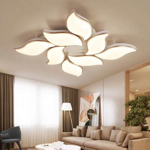 lustre décoratif moderne avec télécommande et motif floral - vue 2 sur 6
