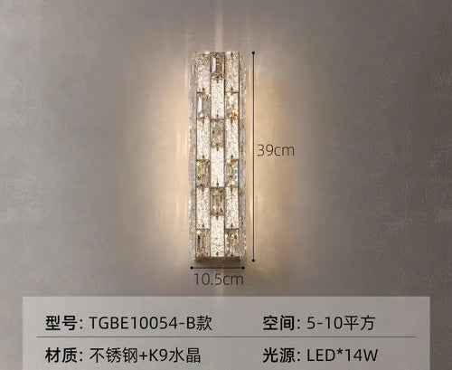applique murale en cristal avec éclairage moderne pour décoration intérieure