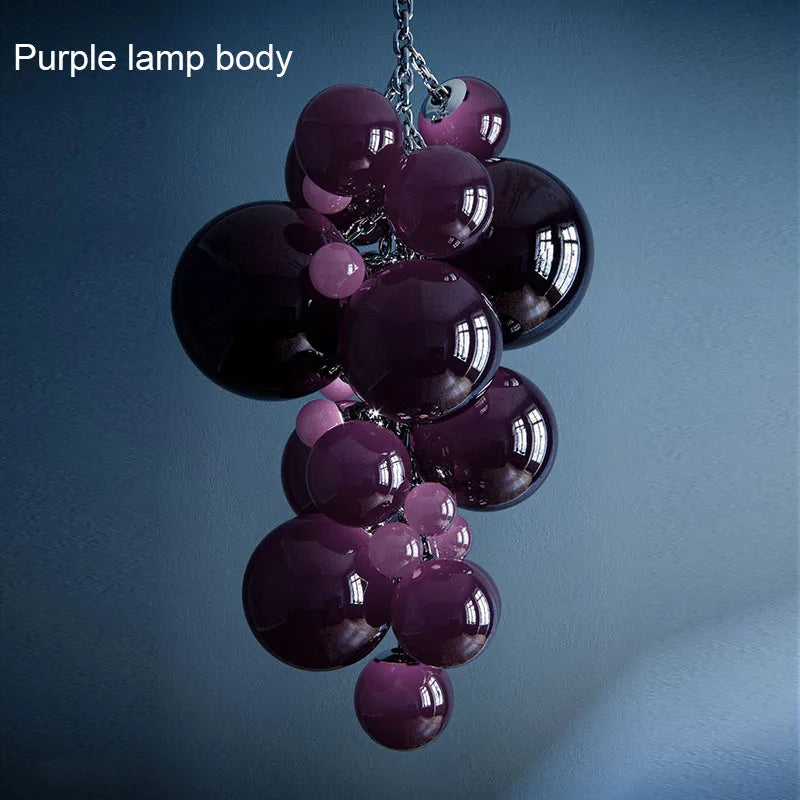 suspension en verre design italien style raisin lumineux - vue 11 sur 11
