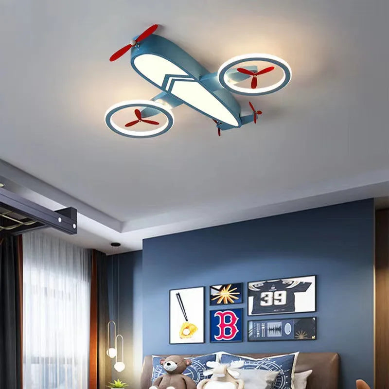 plafonnier hélicoptère pour chambre d'enfant moderne et chaleureuse - vue 6 sur 9