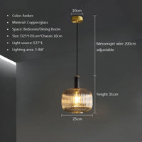 lustre rétro led en verre pour décoration intérieure