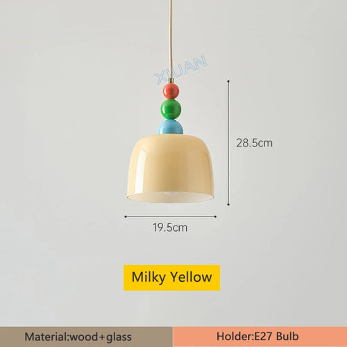 Kronleuchter aus Holz und Glas für Hausbar mit integrierter LED - vue 8 sur 7