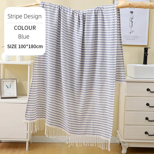 serviette de plage turque extra large rayures franges