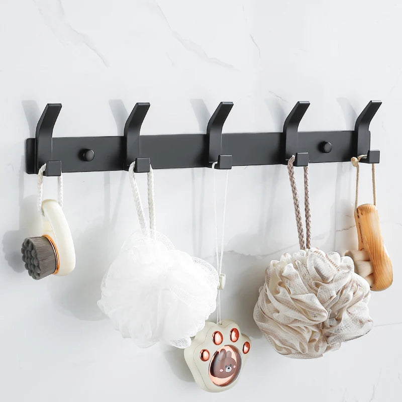 crochets modernes pour porte-serviettes muraux en aluminium noir - vue 4 sur 14