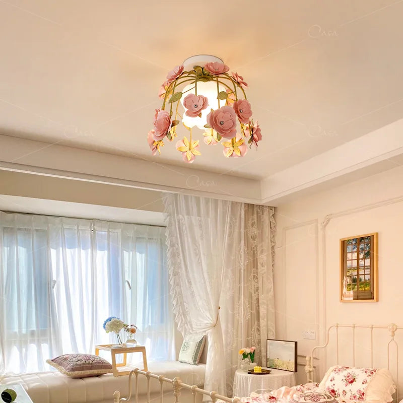 plafonnier rétro en forme de rose pour décoration romantique et chaleureuse - vue 5 sur 10