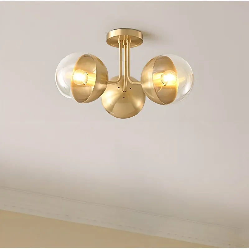 plafonnier à led moderne luxe décor nordique rétro cuivre or - vue 5 sur 8