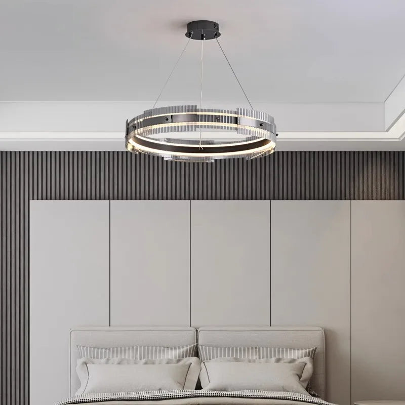 lustre minimaliste italien de luxe en verre éclairage intérieur à led - vue 4 sur 7