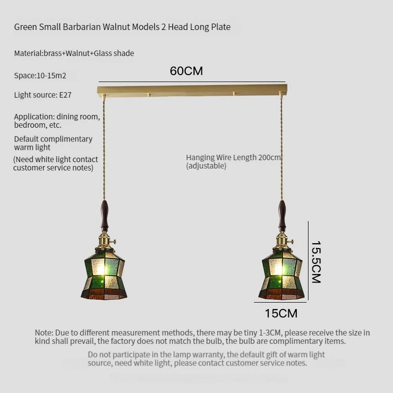 lustre antique de luxe suspendu en verre et laiton