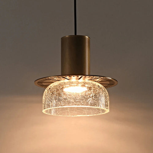 suspension en verre craquelé avec led et cordon réglable