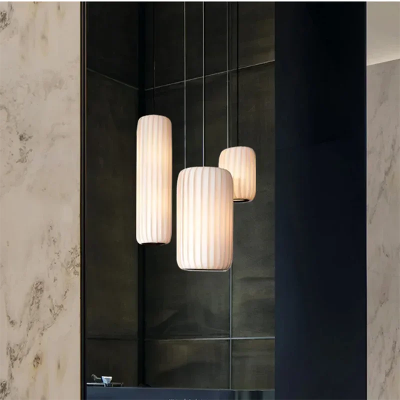 suspension en tissu japonais luminaires artistiques modernes minimalistes - vue 6 sur 9