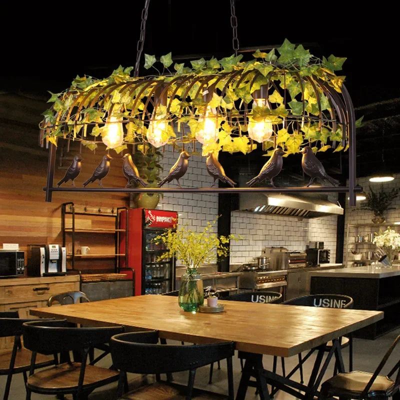 Retro Industrial Ceiling Chandelier Metal Bird Cage Hanging Lamp Suspension Pendant Light - vue 4 sur 9