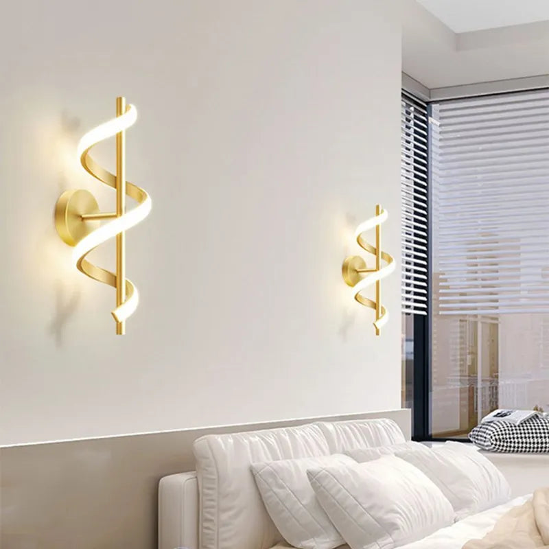 Nordische LED-Wandleuchte Schwarz Weiß Gold - vue 4 sur 12