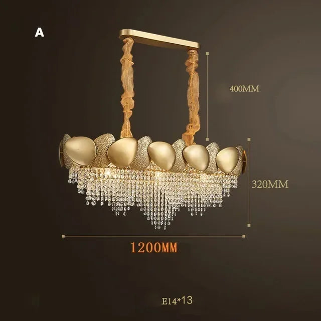 lustre moderne en cristal pampilles et acier inoxydable - vue 9 sur 16
