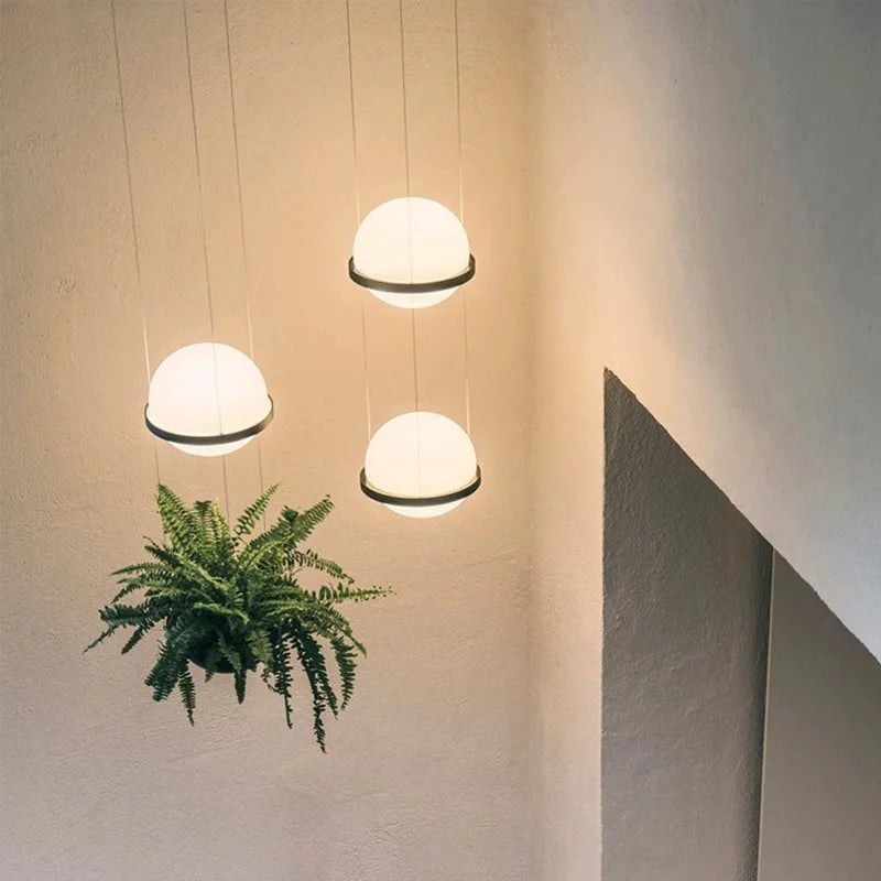 lustre nordique avec plante artificielle en pot suspendu - vue 5 sur 11