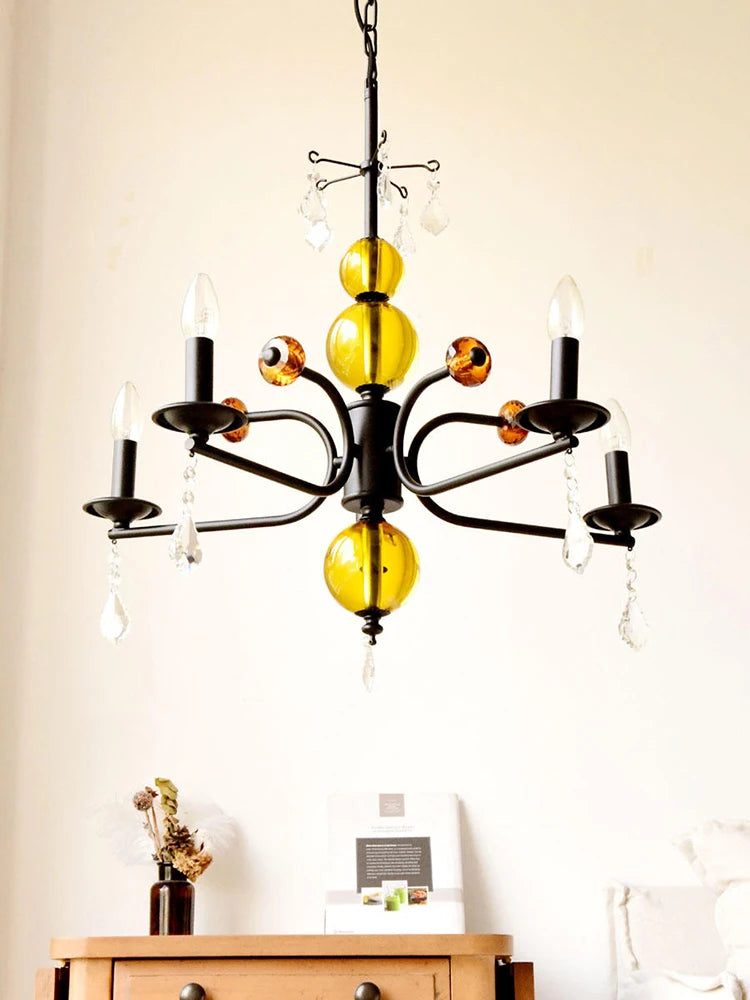 lustre à led en cristal vintage pour décoration intérieure