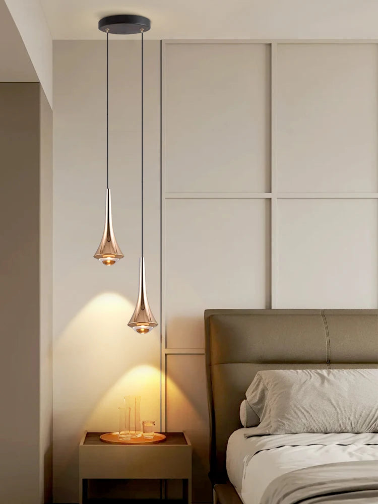 Bedroom bedside chandelier modern simple can lift creative light luxury main bed headlamp small chandelier restaurant chandelier - vue 3 sur 11