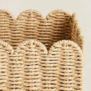 Scalloped Edge Basket, Wicker Storage Baskets,Handwoven Organizing Baskets For Shelves, Paper Rope Design